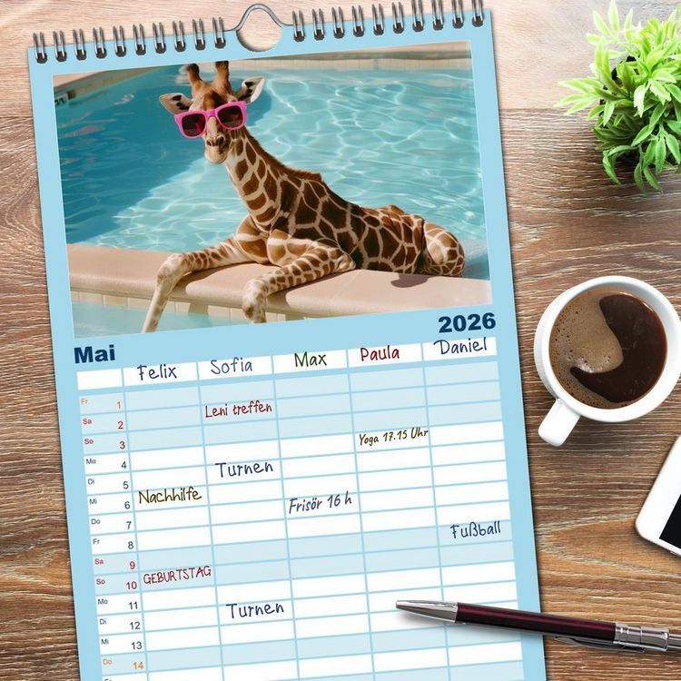 Produktbild: Familienplaner 2026 - Hei&szlig;er Sommer mit 5 Spalten (Wandkalender, 21 x 45 cm) CALVENDO