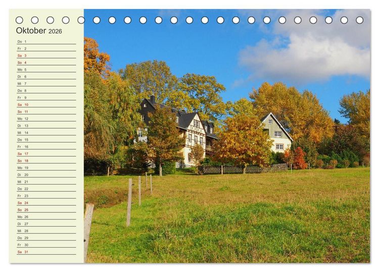Produktbild: L&auml;ndliche Idylle zwischen Erzgebirge und Muldental (Tischkalender 2026 DIN A5 quer), CALVENDO Monatskalender