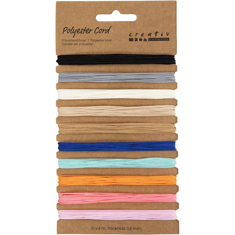 Produktbild: Creativ Company Polyesterschnur, Dicke 0,6 mm, sortierte Farben, 10x4 m