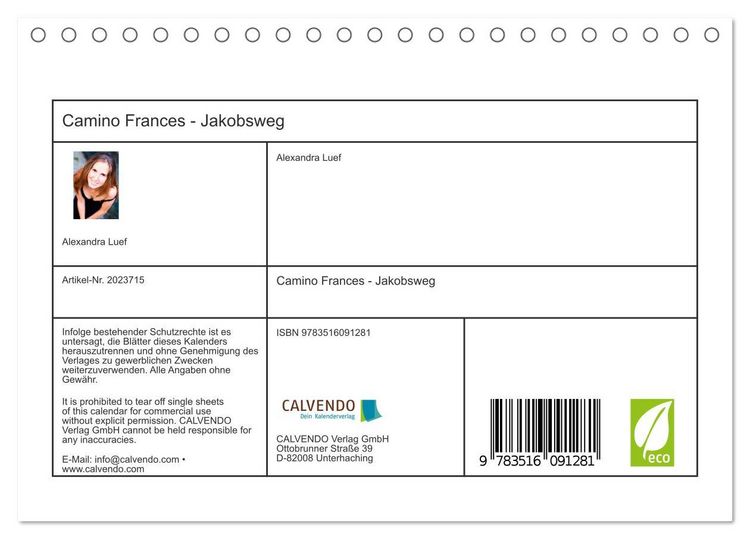 Produktbild: Camino Frances - Jakobsweg (Tischkalender 2026 DIN A5 quer), CALVENDO Monatskalender