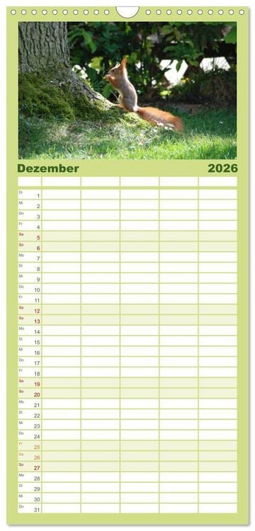 Produktbild: Familienplaner 2026 - Spa&szlig; mit Eichh&ouml;rnchen-Kindern mit 5 Spalten (Wandkalender, 21 x 45 cm) CALVENDO