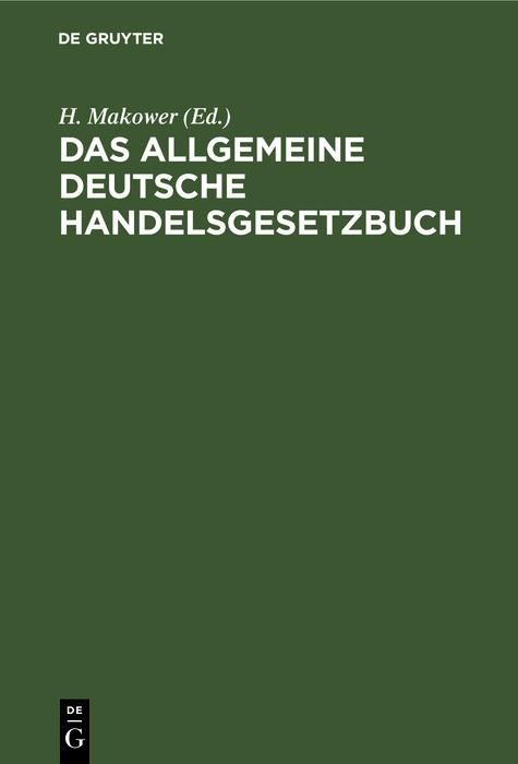 Produktbild: Das allgemeine Deutsche Handelsgesetzbuch