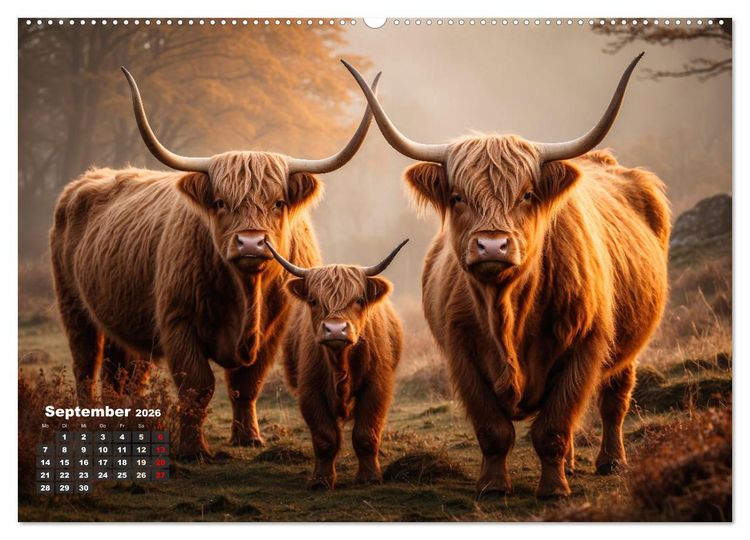 Produktbild: Highland K&uuml;he (hochwertiger Premium Wandkalender 2026 DIN A2 quer), Kunstdruck in Hochglanz