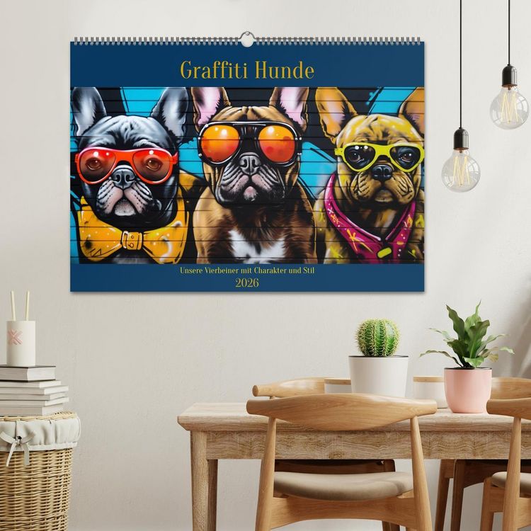 Produktbild: Graffiti Hunde (Wandkalender 2026 DIN A2 quer), CALVENDO Monatskalender