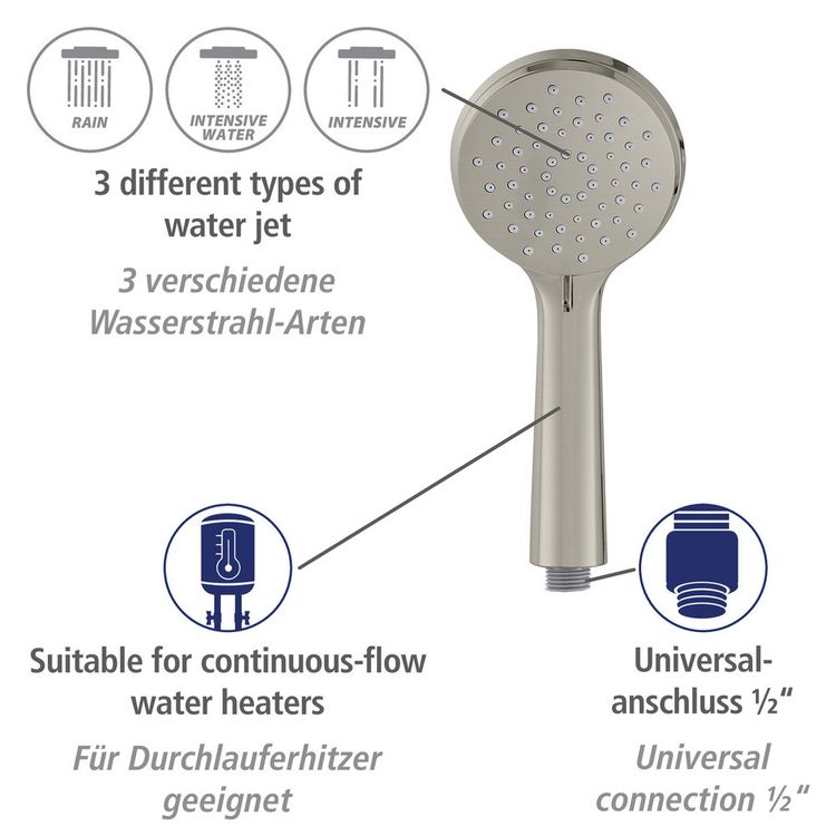 Produktbild: Brauseset Mod. Young Edelstahl geb&uuml;rstet, L&auml;nge Stange: 66 cm