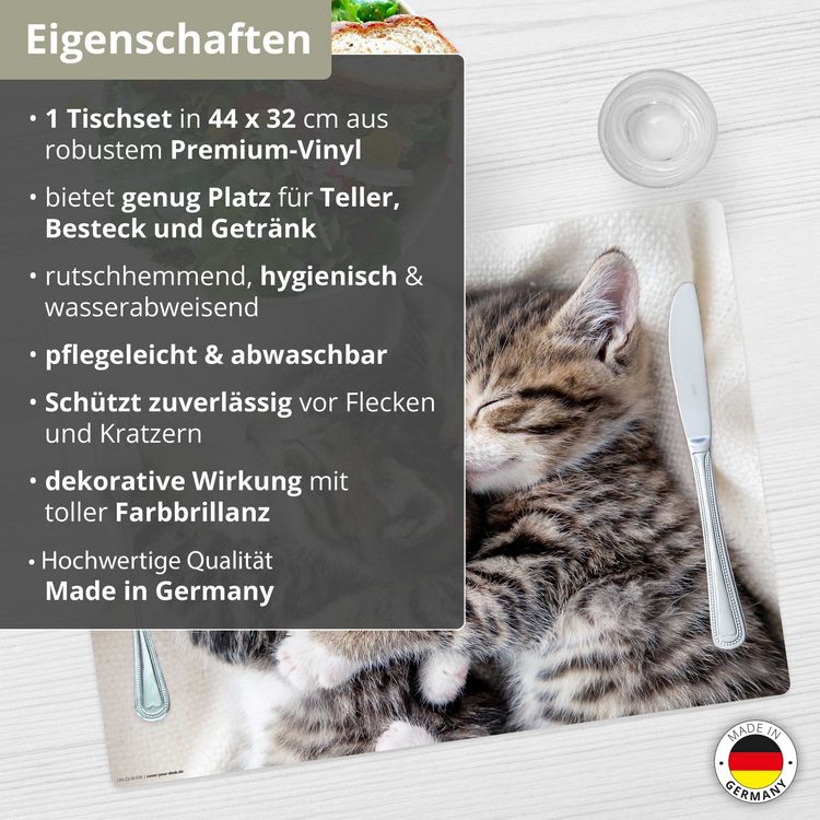 Produktbild: Tischsetmacher Tischset f&uuml;r Kinder schmusende K&auml;tzchen, aus hochwertigem Vinyl , 44 x 32 cm
