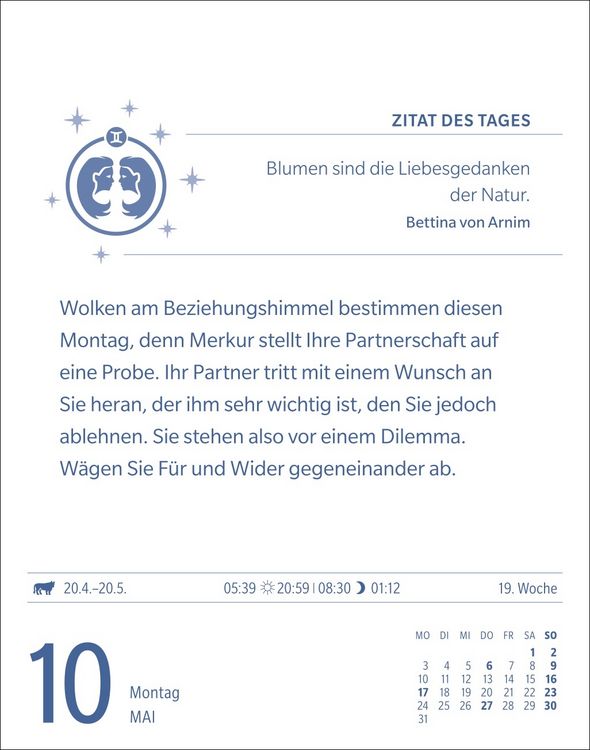 Produktbild: Zwillinge Sternzeichenkalender 2027 - Tagesabrei&szlig;kalender - Ihr Horoskop f&uuml;r jeden Tag