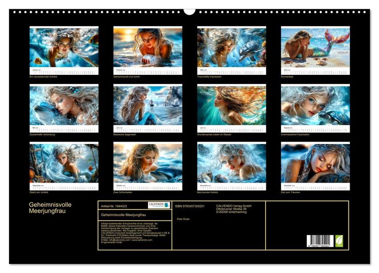 Produktbild: Geheimnisvolle Meerjungfrau (Wandkalender 2026 DIN A2 quer), CALVENDO Monatskalender