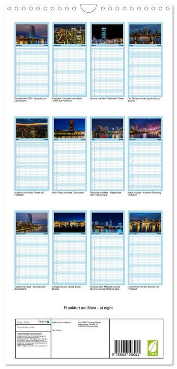 Produktbild: Familienplaner 2026 - Frankfurt am Main - at night mit 5 Spalten (Wandkalender, 21 x 45 cm) CALVENDO