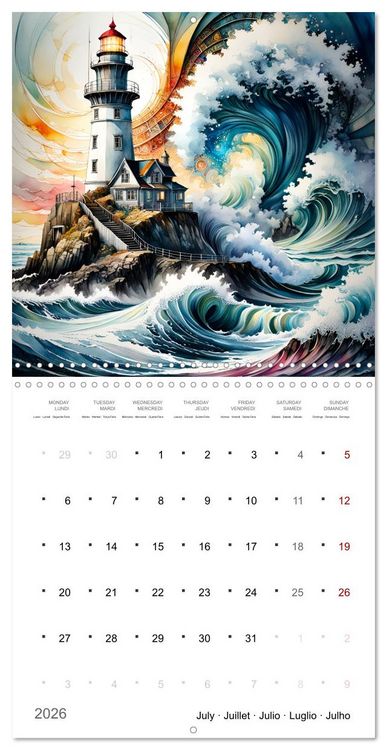 Produktbild: Phares romantiques (Calendrier mural carr&eacute; 2026 30x30 cm) Calendrier double avec une page pour vos prises de notes