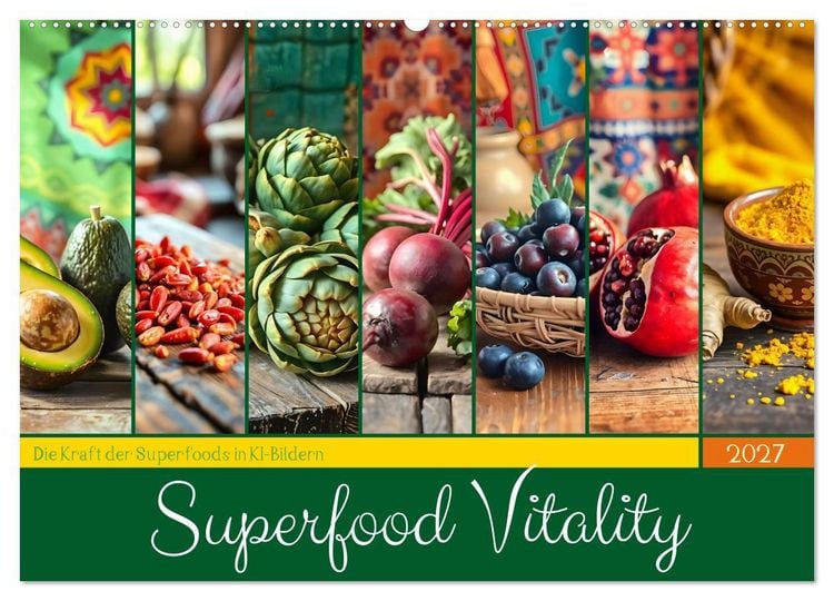 Produktbild: Superfood Vitality - Die Kraft der Superfoods in KI-Bildern (Wandkalender 2027 DIN A2 quer), CALVENDO Monatskalender