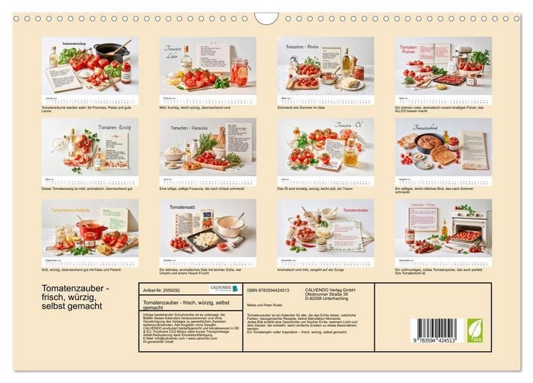 Produktbild: Tomatenzauber - frisch, w&uuml;rzig, selbst gemacht (Wandkalender 2027 DIN A3 quer), CALVENDO Monatskalender