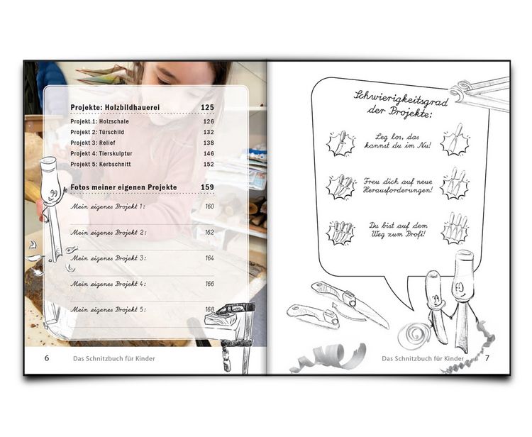 Produktbild: Das Schnitzbuch f&uuml;r Kinder &ndash; Mit Holzbildhauerei