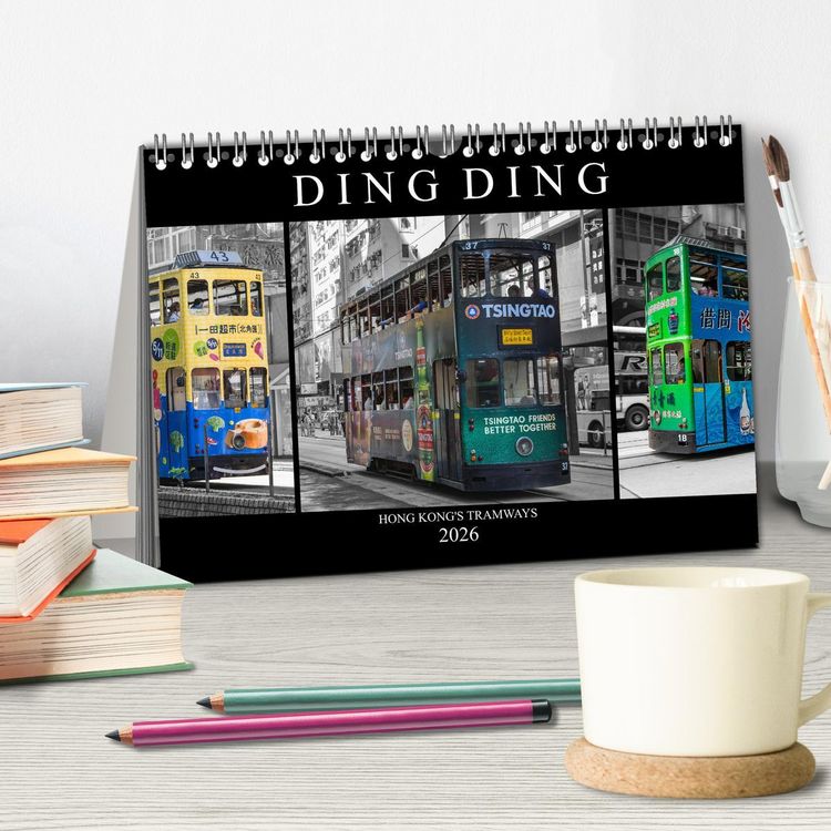 Produktbild: Ding Ding - Hong Kong's Tramways (Tischkalender 2026 DIN A5 quer), CALVENDO Monatskalender