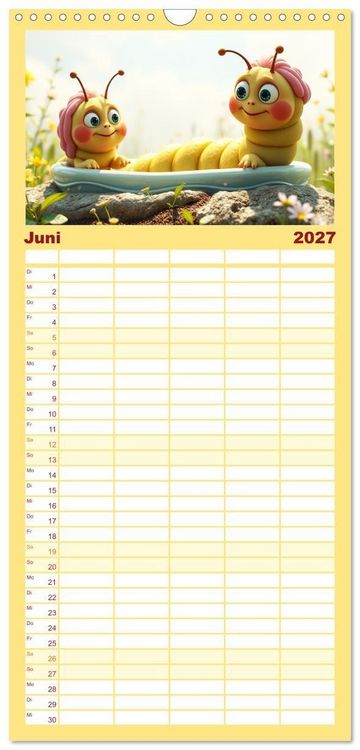 Produktbild: Familienplaner 2027 - Raupen-Rabatz - Ein Jahr voller Krabbelspa&szlig; mit 5 Spalten (Wandkalender, 21 x 45 cm) CALVENDO