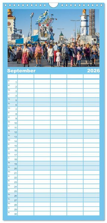 Produktbild: Familienplaner 2026 - Dahoam in Bayern mit 5 Spalten (Wandkalender, 21 x 45 cm) CALVENDO