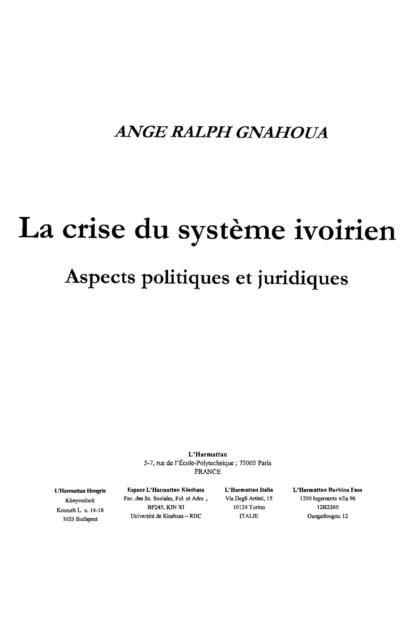 Produktbild: Crise du systeme ivoirien