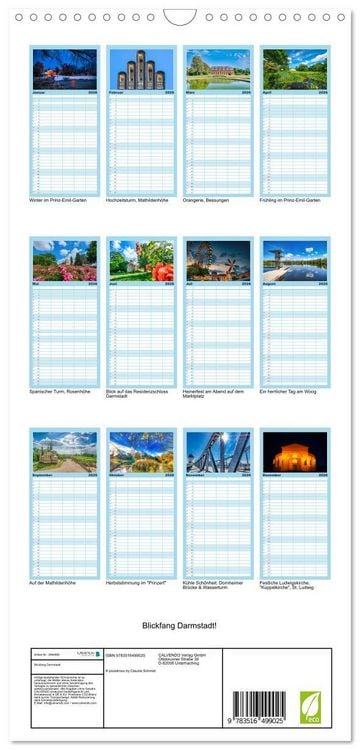 Produktbild: Familienplaner 2026 - Blickfang Darmstadt! mit 5 Spalten (Wandkalender, 21 x 45 cm) CALVENDO