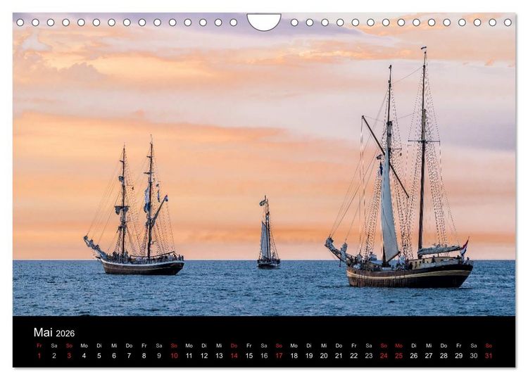 Produktbild: Windjammer auf der Ostsee im Abendlicht (Wandkalender 2026 DIN A4 quer), CALVENDO Monatskalender