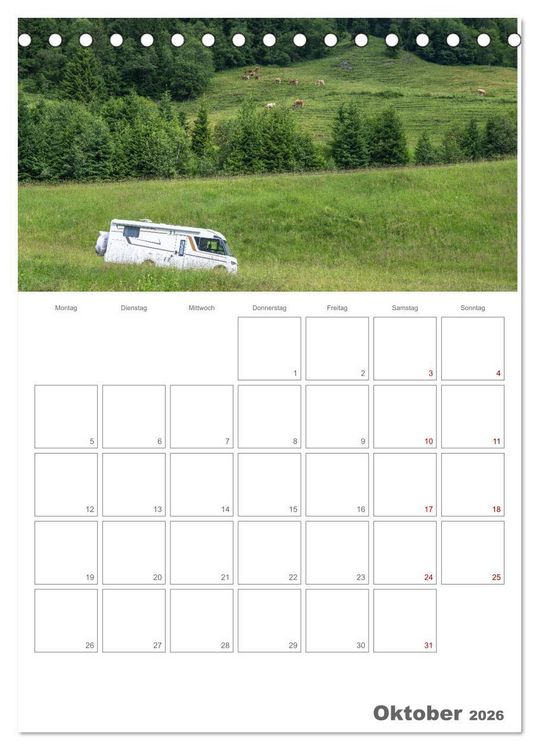 Produktbild: Wohnmobil Jahresplaner (Tischkalender 2026 DIN A5 hoch), CALVENDO Monatskalender
