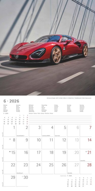 Produktbild: High Speed 2026 - Broschürenkalender 30x30 cm (30x60 geöffnet) - Kalender mit Platz für Notizen - Bildkalender - Wandplaner - Technikkalender