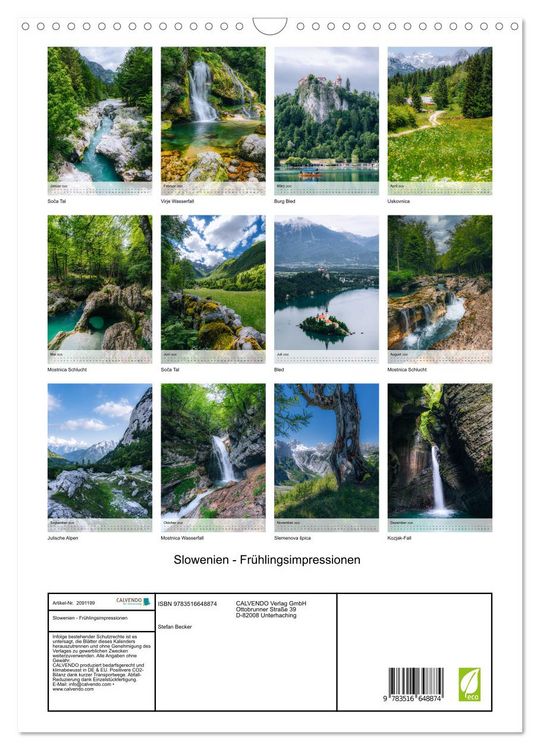 Produktbild: Slowenien - Fr&uuml;hlingsimpressionen (Wandkalender 2026 DIN A3 hoch), CALVENDO Monatskalender