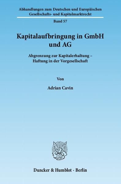 Produktbild: Kapitalaufbringung in GmbH und AG.