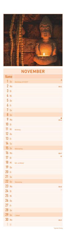 Produktbild: Streifenplaner Mini Zen 2026 - Streifen-Kalender 9,5x33 cm - Harmonie und Achtsamkeit - Wandplaner - Küchenkalender - Alpha Edition