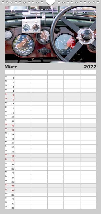Produktbild: Familienplaner Oldtimer - Cockpits vergangener Zeiten (Wandkalender 2022 , 21 cm x 45 cm, hoch)