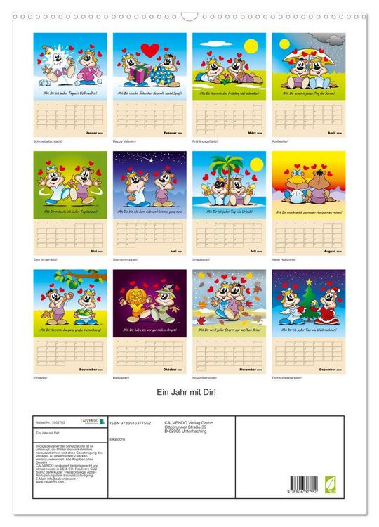 Produktbild: Ein Jahr mit Dir! (Wandkalender 2026 DIN A2 hoch), CALVENDO Monatskalender