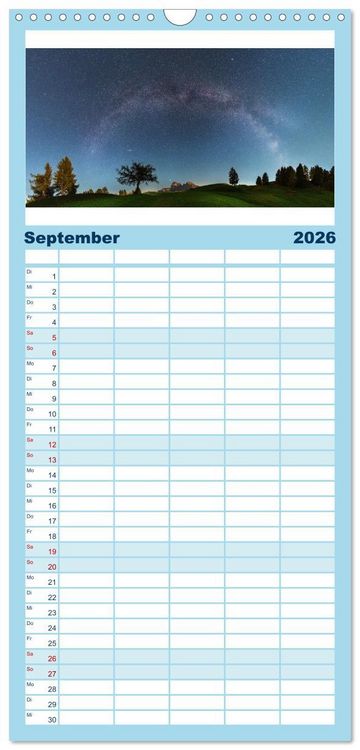 Produktbild: Familienplaner 2026 - Welt unter Sternen mit 5 Spalten (Wandkalender, 21 x 45 cm) CALVENDO