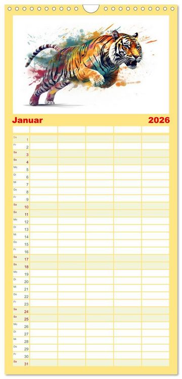 Produktbild: Familienplaner 2026 - Raubtiere voll Eleganz und Kraft mit 5 Spalten (Wandkalender, 21 x 45 cm) CALVENDO