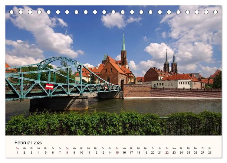 Produktbild: Die Dominsel - Historisches Zentrum der Stadt Breslau (Tischkalender 2026 DIN A5 quer), CALVENDO Monatskalender