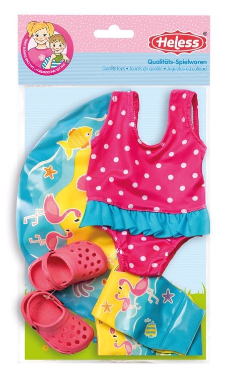 Produktbild: Heless - Puppen-Badeanzug, Clogs, Schwimmring und -flügel