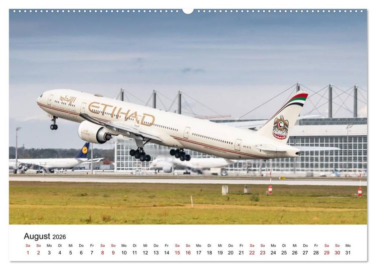 Produktbild: Planespotting am Flughafen M&uuml;nchen (hochwertiger Premium Wandkalender 2026 DIN A2 quer), Kunstdruck in Hochglanz