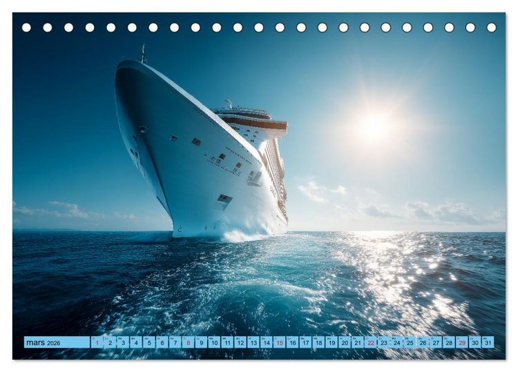 Produktbild: Paquebots de croisi&egrave;re - G&eacute;ants des mers impressionnants (Calendrier de bureau 2026 DIN A5 vertical), CALVENDO calendrier mensuel