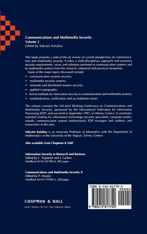 Produktbild: Communications and Multimedia Security