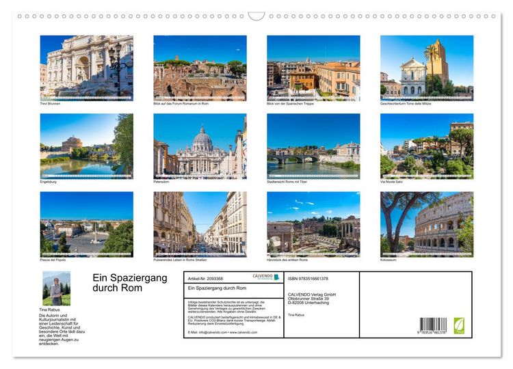 Produktbild: Ein Spaziergang durch Rom (Wandkalender 2026 DIN A2 quer), CALVENDO Monatskalender