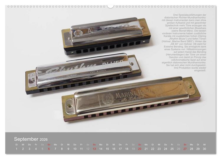 Produktbild: Mundharmonikas im Blickpunkt (Wandkalender 2026 DIN A2 quer), CALVENDO Monatskalender