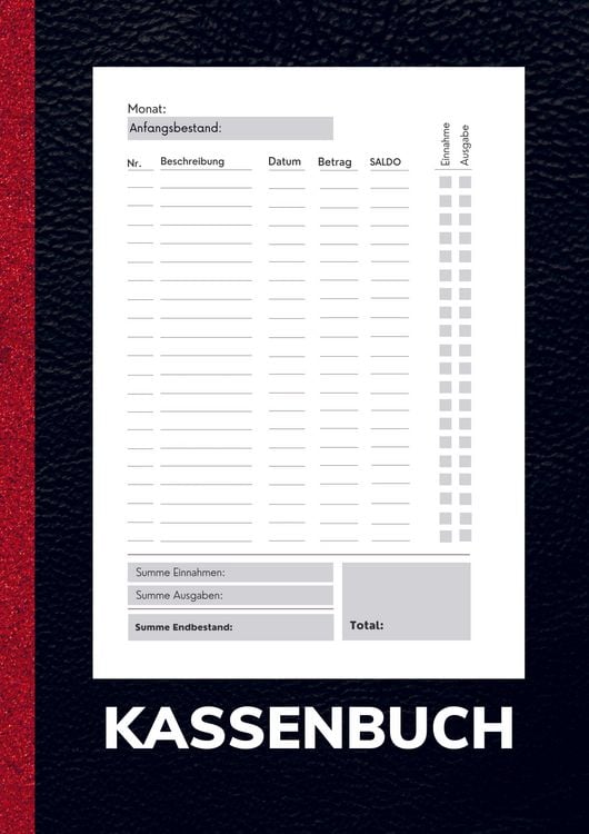 Produktbild: Kassenbuch A4 Schwarz- Einfaches Einnahmen und Ausgaben Buch f&uuml;r Gastronomie, Privathaushalt und Kleingewerbe.