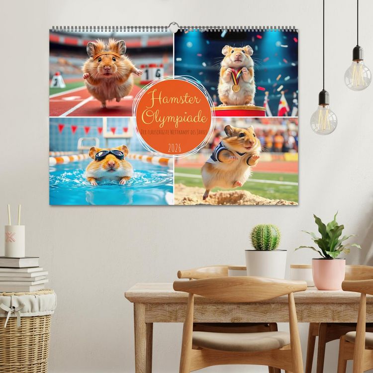 Produktbild: Hamster Olympiade - Der flauschigste Wettkampf des Jahres (Wandkalender 2026 DIN A2 quer), CALVENDO Monatskalender