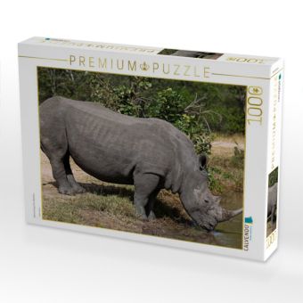 Produktbild: CALVENDO Puzzle Wasserstopp f&uuml;rs Nashorn | 1000 Teile Lege-Gr&ouml;&szlig;e 64x48cm Foto-Puzzle f&uuml;r gl&uuml;ckliche Stunden