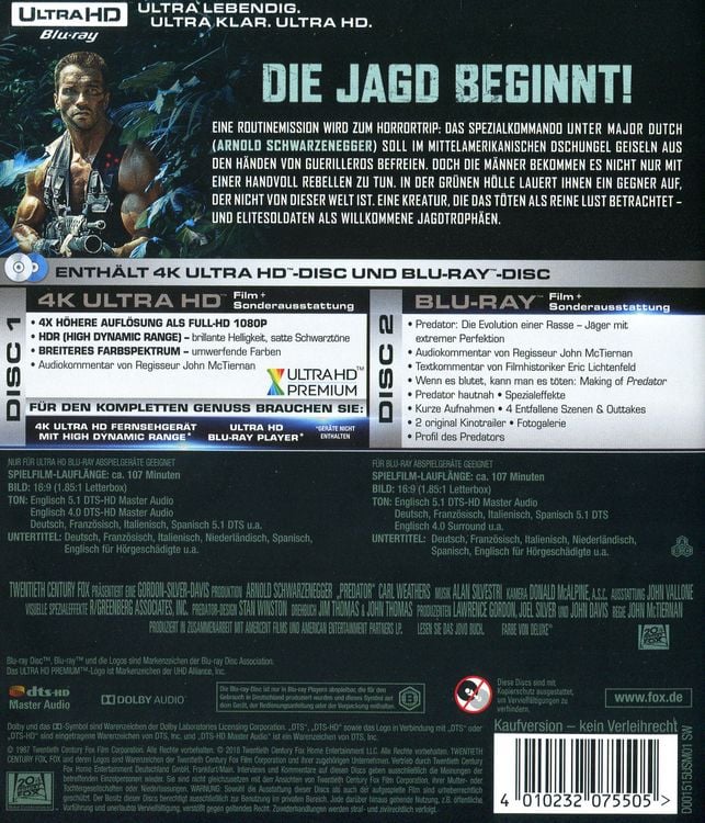 Produktbild: Predator 1 (4K Ultra HD) (+ Blu-ray 2D)