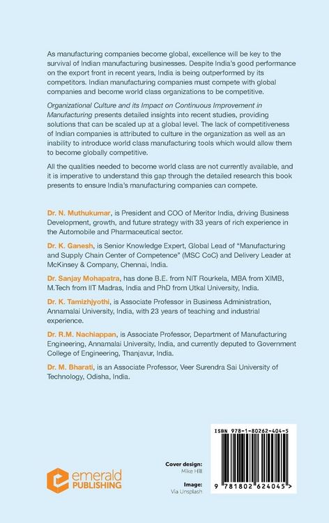 Produktbild: Organizational Culture and its Impact on Continuous Improvement in Manufacturing
