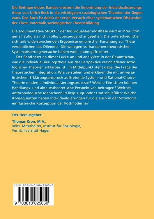 Produktbild: Individualisierung und soziologische Theorie