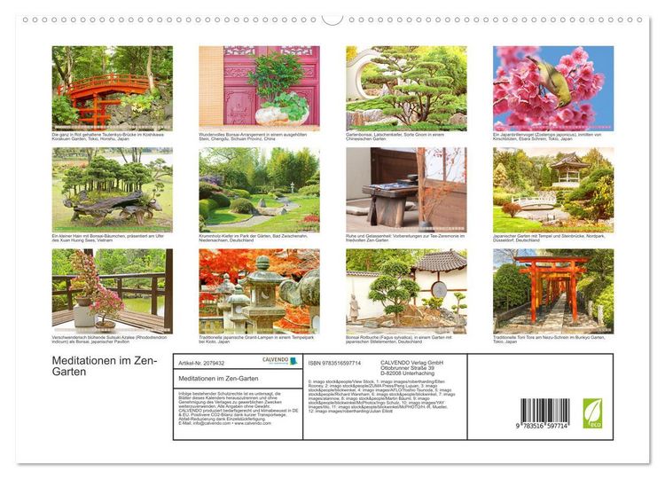 Produktbild: Meditationen im Zen-Garten (hochwertiger Premium Wandkalender 2026 DIN A2 quer), Kunstdruck in Hochglanz