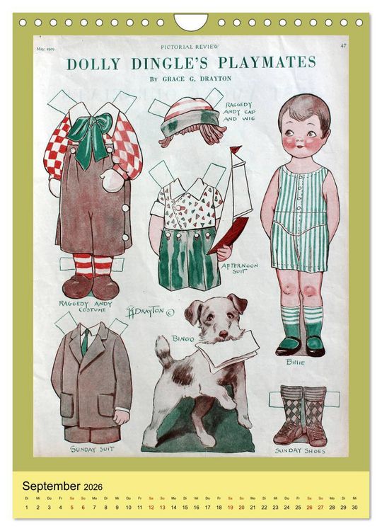 Produktbild: Dolly Dingle Kalender - Anziehpuppen von Grace G. Drayton (Wandkalender 2026 DIN A4 hoch), CALVENDO Monatskalender