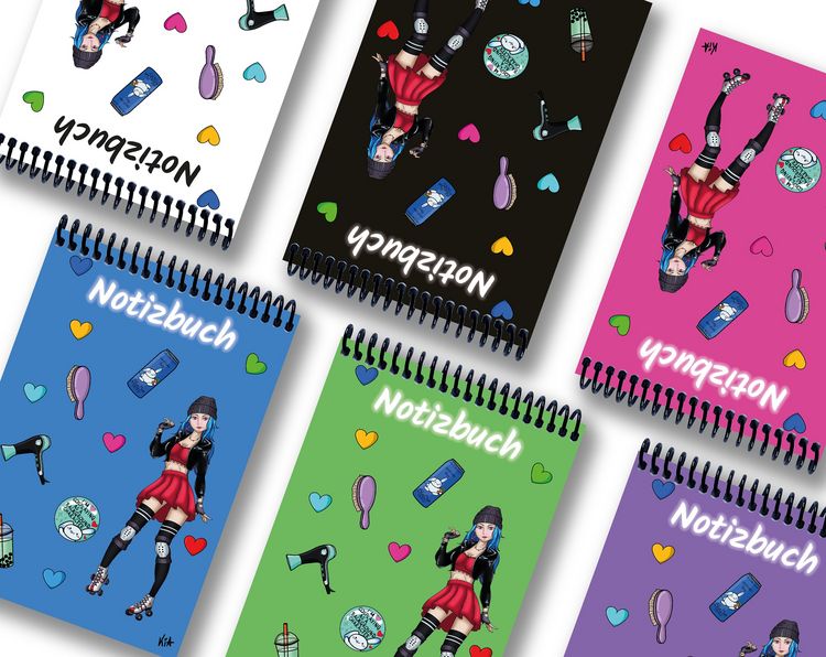 Produktbild: A 5 Notizblock Manga Enora, schwarz, blanko
