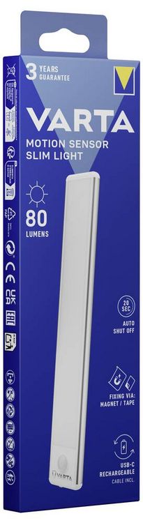 Produktbild: Varta 17624101111 Motion Sensor Slim Light Rechargeable Box Mobile Kleinleuchte mit Bewegungsmelder Wei&szlig;