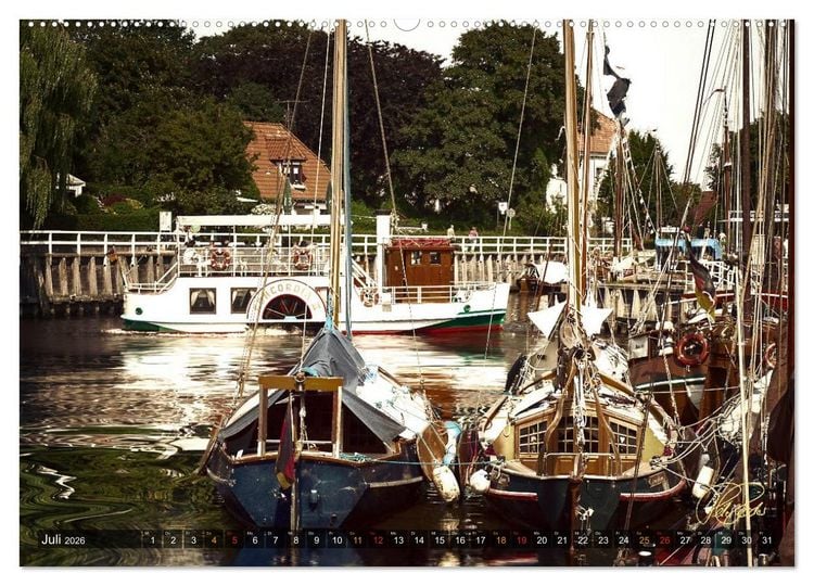 Produktbild: Ostfriesland - die alten H&auml;fen, Vintage-Style (Wandkalender 2026 DIN A2 quer), CALVENDO Monatskalender